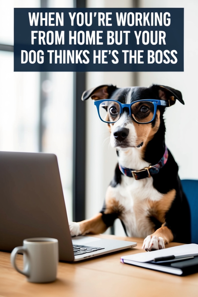 When You're Working From Home, But Your Dog Thinks He's The Boss